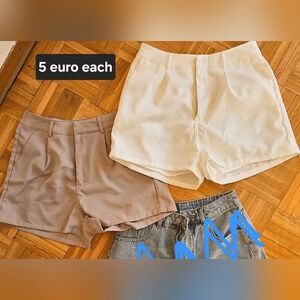Stylish Women's Shorts - Cream, Tan, and Denim